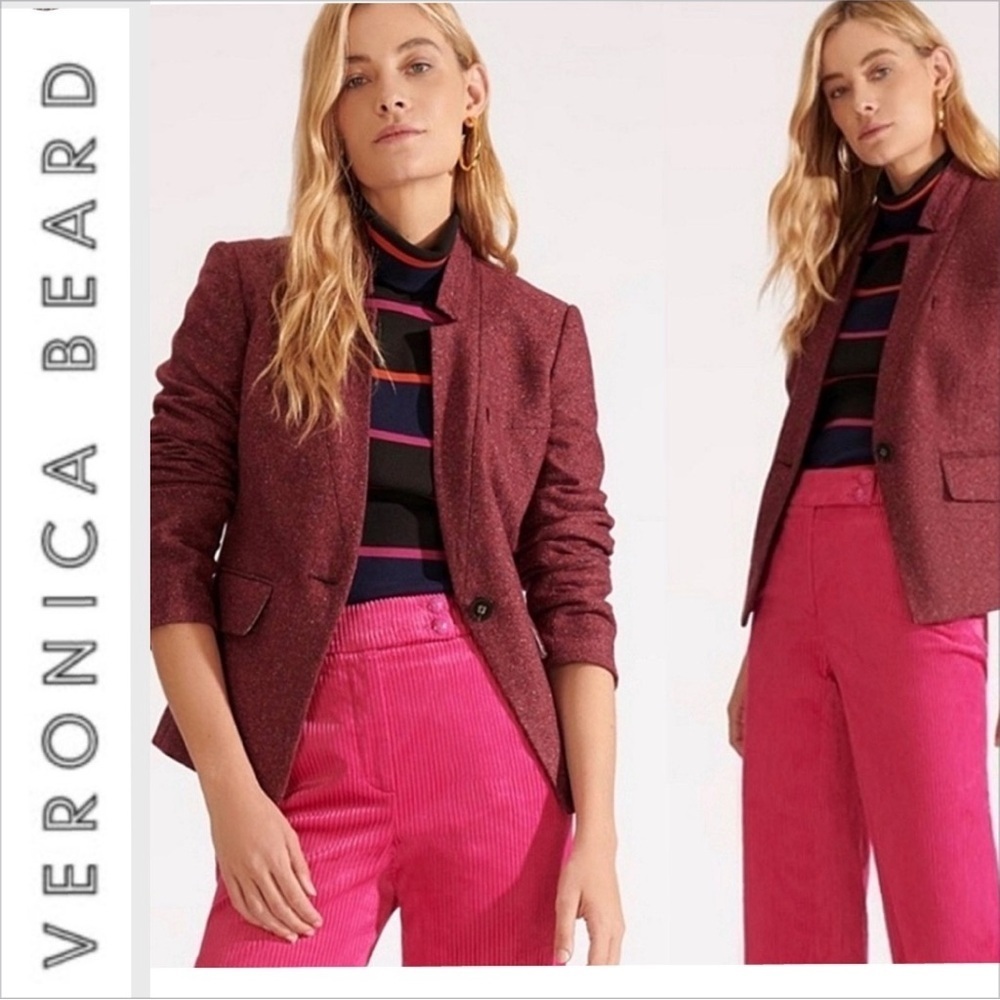 Veronica Beard Farley Dickey Jacket Blazer Berry Size 2